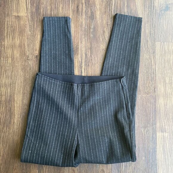 Gap Pin Stripped Professional High Rise Charcoal Leggings Small - Picture 2 of 4